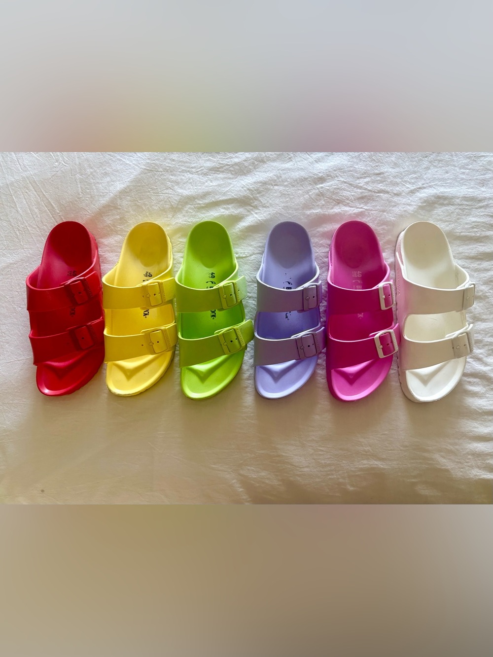 Birkenstock EVA AZ bundle in Yellow, Lime Green, Lavender, Hot Pink, White